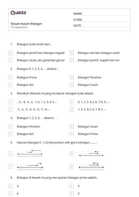 50 Lembar Kerja Bilangan Prima Dan Komposit Untuk Kelas 1 Di Quizizz