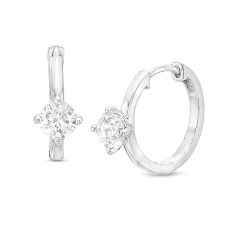 1 Ct T W Certified Lab Created Diamond Solitaire Hoop Earrings In 14k White Gold F Si2 Zales