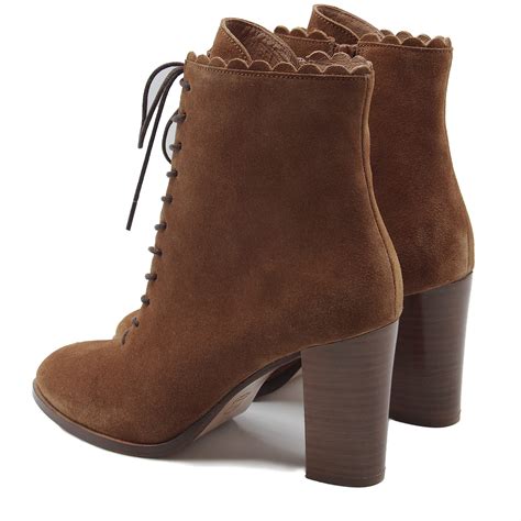 Bottines talon à lacets femme cuir daim marron clair JULES JENN