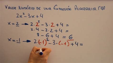 Valor Numérico De Una Expresión Algebraica 1º Eso Youtube