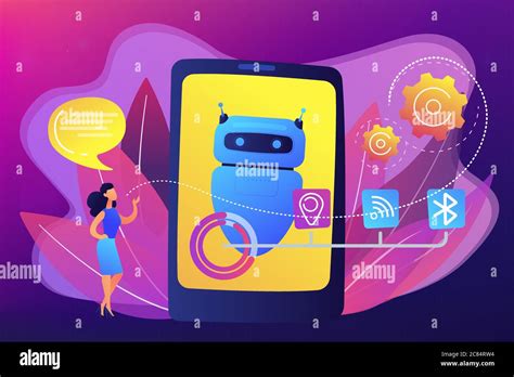 Chatbot Virtual Assistant Via Messaging Concept Vector Illustration Stock Vector Image And Art Alamy