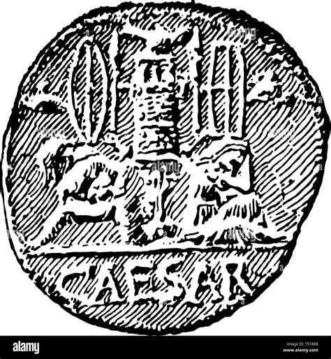 A Roman Coin With Caesar Written On It Vintage Line Drawing Or