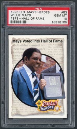 Upper Deck Willie Mays Baseball Heroes Psa Gem Mint