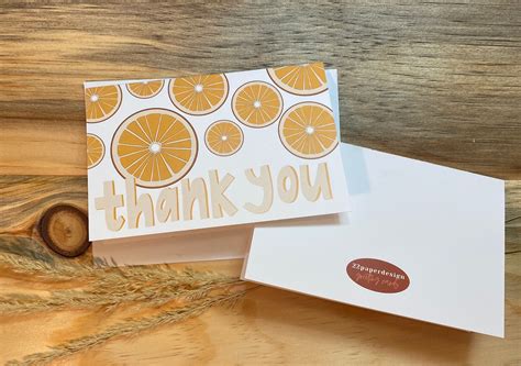 Orange Thank You Card Thank You Card with Oranges Thank You | Etsy