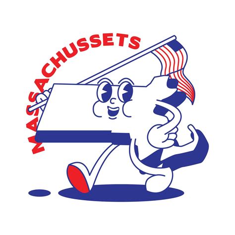 Massachusetts State retro mascot with hand and foot clip art. USA Map ...