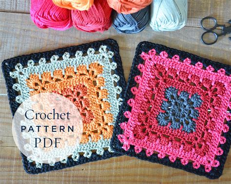 Granny Square Pattern Boho Square Diy Pdf English Crochet Etsy