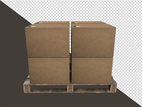 Premium PSD 3d Realstic Render Of Wooden Pallets With Boxes