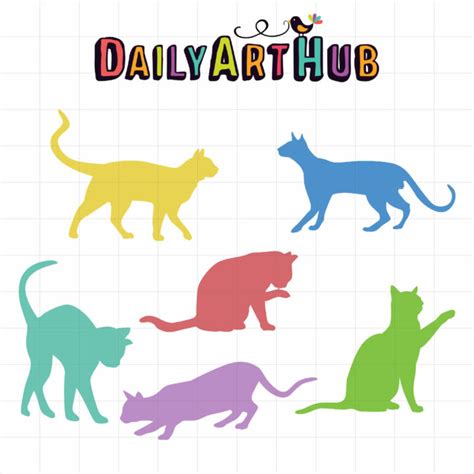 Silhouette Cat Clip Art Set – Daily Art Hub // Graphics, Alphabets & SVG