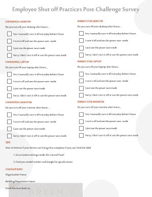 Fillable Online Drg Employee Shut Off Practices Postchallenge Survey