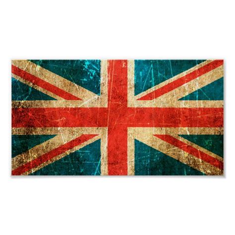 Scratched and Worn Vintage British Flag Poster | Zazzle | British flag ...