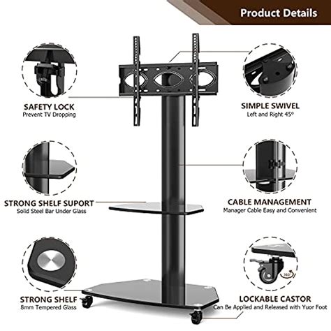 Tavr Floor Tv Stand With Wheels And Swivel Mount For Inch Lcd Led