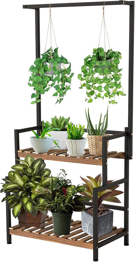 Soporte Colgante Para Plantas Para Interiores De 2 Niveles Con Barra