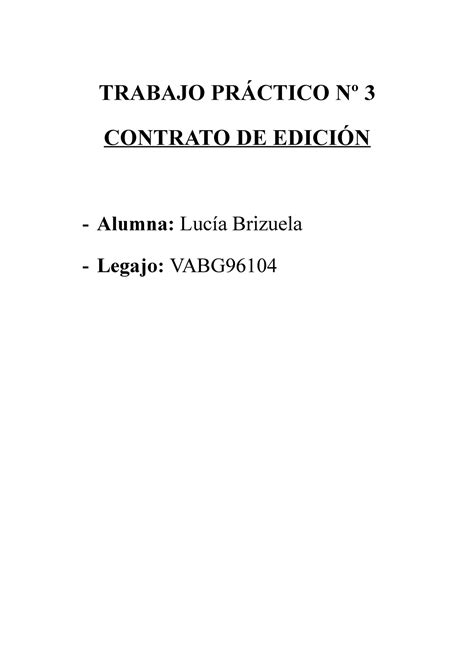 Trabajo Práctico Nº 3 Contratos DE Empresas TRABAJO PRÁCTICO Nº 3