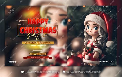 Premium PSD | Psd free psd christmas banner social media tamplates