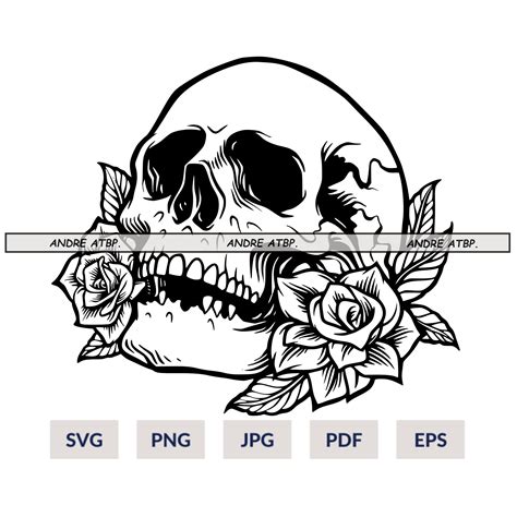 Skull Svg File Flower Skull Svg Skull Cut File Floral Skull Svg File