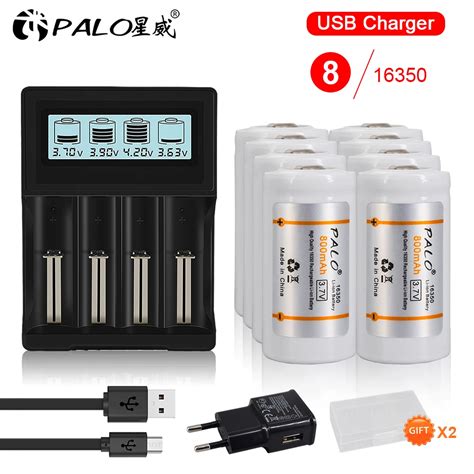 PALO 3 7V CR123A Li Ion Battery 800mAh RCR 123 16340 16350 Rechargeable