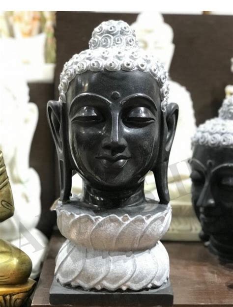 Religious Black Marble Budhha Head Statue Size Dimension 1 5 Feet At