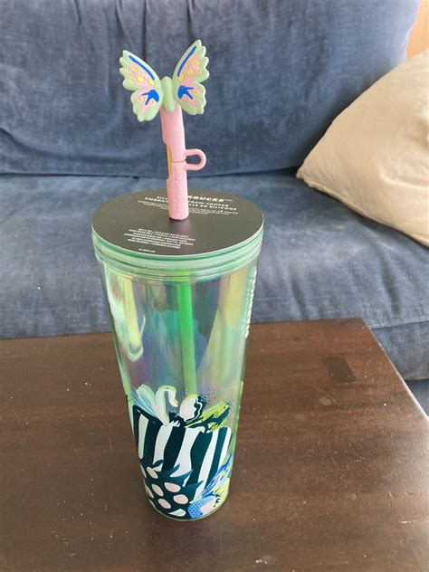 Starbucks 2024 Iridescent Canna Lily Floral Tumbler W Butterfly Straw