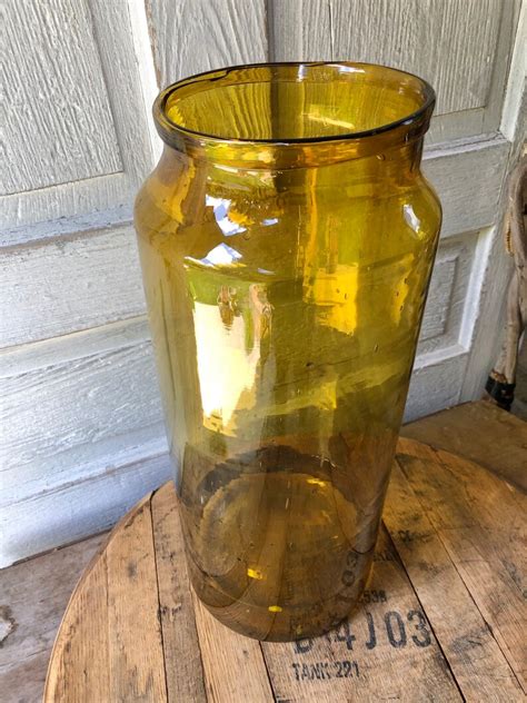 Vintage European Amber Glass Pickle Jar Etsy