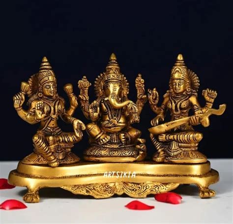 Buy ARTSIKIA Brass Ganesh Laxmi Saraswati Pair Statue Laxmi Ganesh