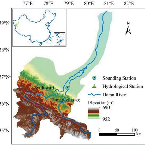 Time series of summer runoff and FLH in the Hotan River from 1960 to ...