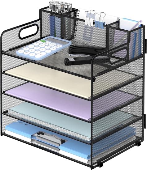 intige  trays paper organizer black metal desk organizer