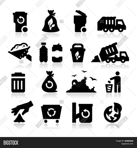 Vector Y Foto Iconos De La Basura Prueba Gratis Bigstock