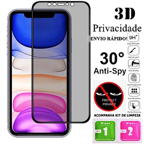 Película De Vidro 3d Privacidade Anti Spy Ip 6 7 8 Plus X Xs Xr Xs Max