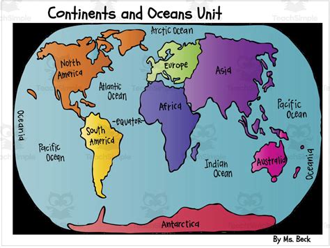 Map Of The World Continents And Oceans