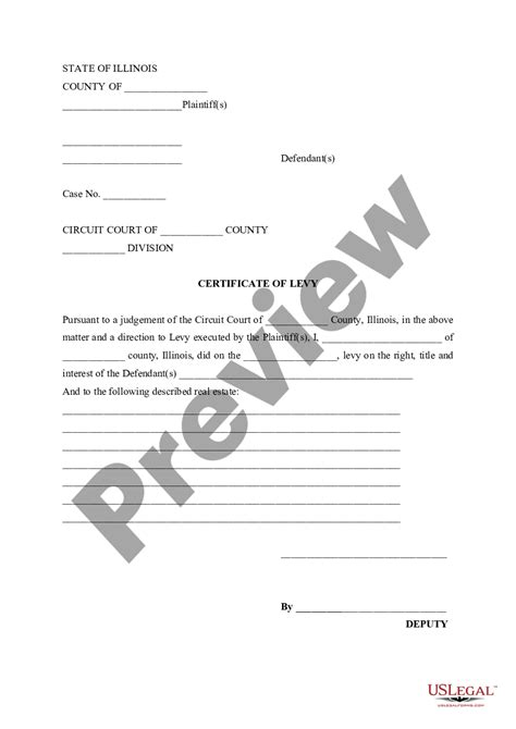 Illinois Certificate Of Levy Us Legal Forms