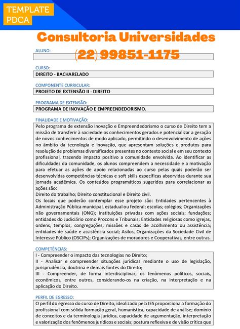 Projeto De Extens O Ii Direito Consultoria Universidades