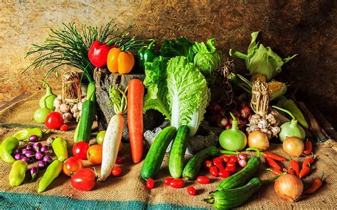 Hd Wallpaper Food Vegetables Cucumber Carrot Tomatoes Healthy