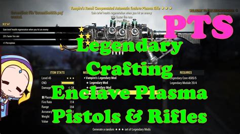 Fallout Pts Legendary Crafting Enclave Plasma Pistols