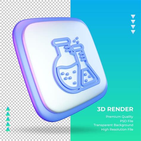 Premium Psd 3d Icon University Chemistry Sign Rendering Left View