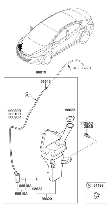 X Genuine Hyundai Windshield Washer Reservoir Assembly