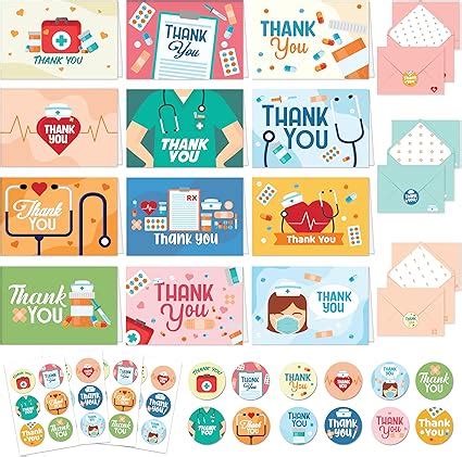 Amazon.com : Decorably Thank You Cards with Envelopes & Stickers - 24 ...