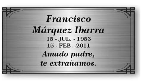 Placa Grabada Para Urna Funeraria Personalizada Laser 10x5cm En Venta