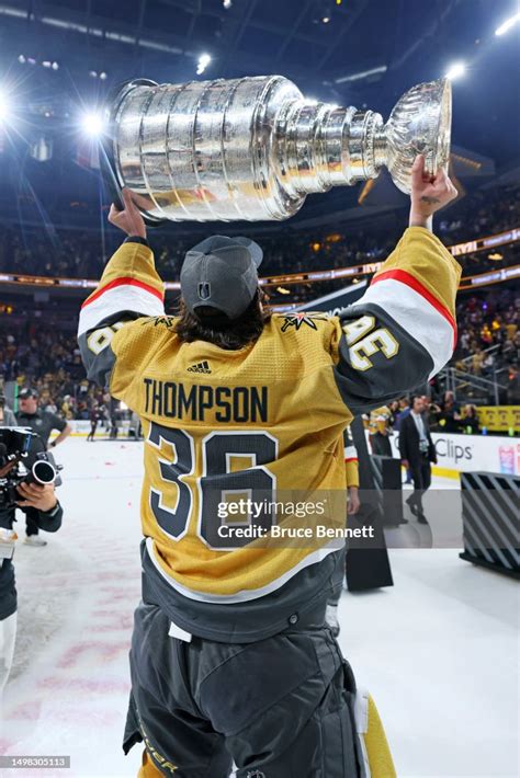 Logan Thompson Of The Vegas Golden Knights Hoists The Stanley Cup