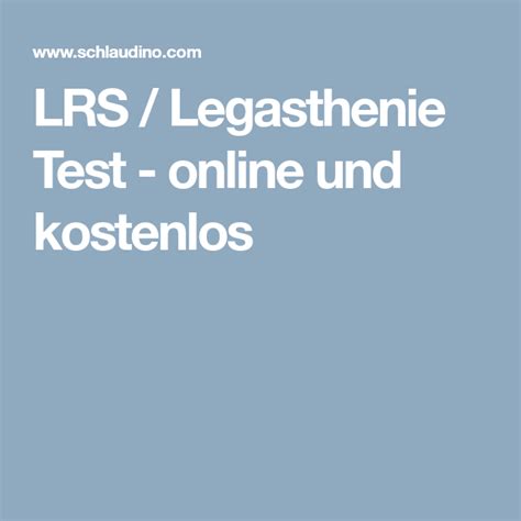 Lrs Legasthenie Test Online Und Kostenlos Legasthenie