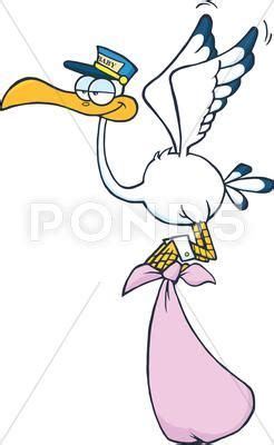 Cute Cartoon Stork Delivery A Baby Girl: Graphic #43423465 | Baby ...