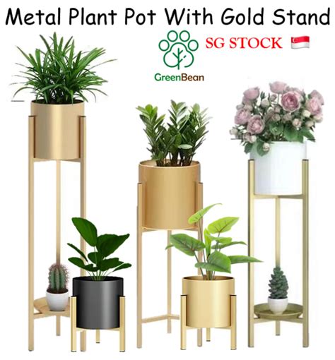 Gold Plant Pot Plant Stand Golden Plant Rack Indoor Wrought Iron Multi Layer Flower Stand