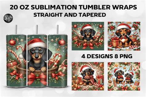 Christmas Dachshund Tumbler Wrap Oz Graphic By Lazycraftlab