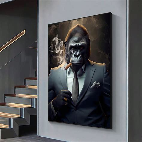 Pc Frameless Canvas Wall Art Smoking Gorilla Canvas Wall Art Gorilla