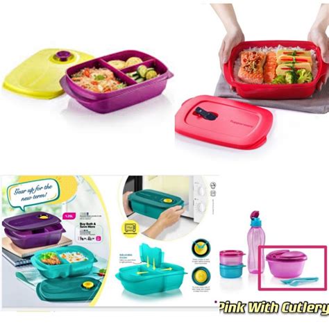 Tupperware Reheatable Lunch Box Crystalwave Rect 1000ml Divided Lunch