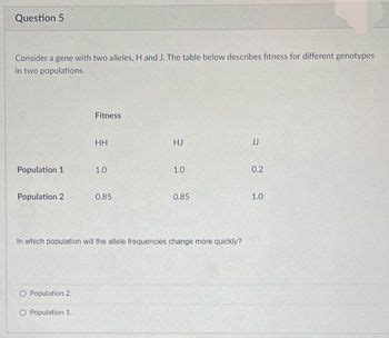 Answered Question Consider A Gene With Two Alleles H And J The