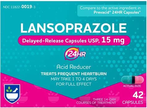 Rite Aid Lansoprazole 15mg 42 Capsules Acid Reducer Delayed Release Capsules Usp