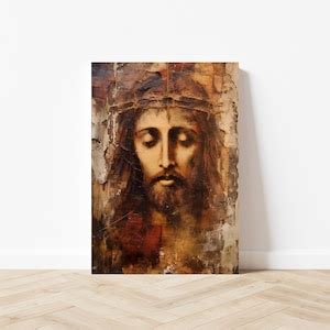 Jesus Christ Crown Of Thorns Portrait Painting Poster God Print Wall