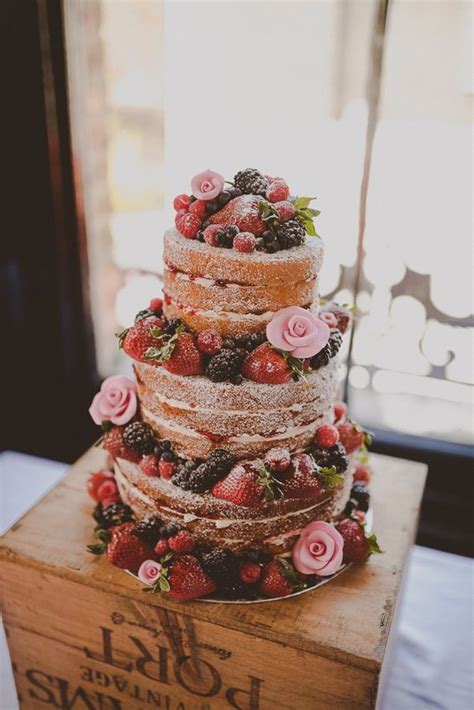 Naked Wedding Cake Mixed Berry Deerpearlflowers Rustic