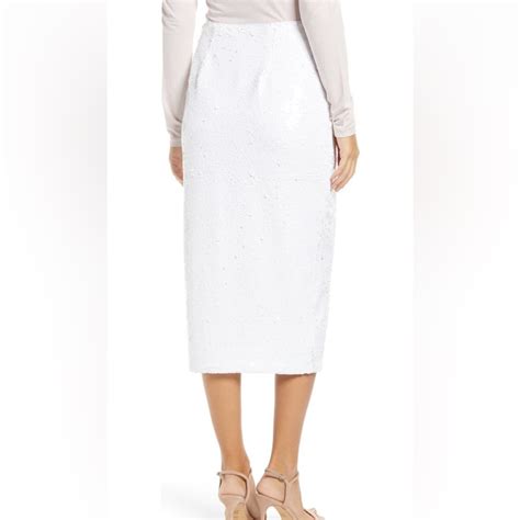 Rachel Parcell White Sequin Pencil Skirt Gem