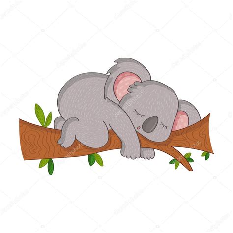 Curiosos koalas durmiendo en un árbol Ilustración vectorial de un